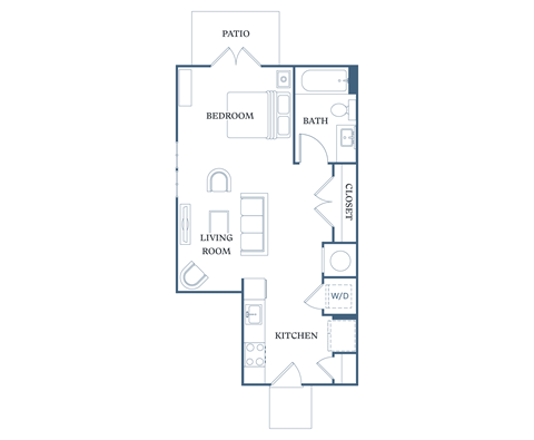 Floor plan for studio, 1 bath, 519 sqft